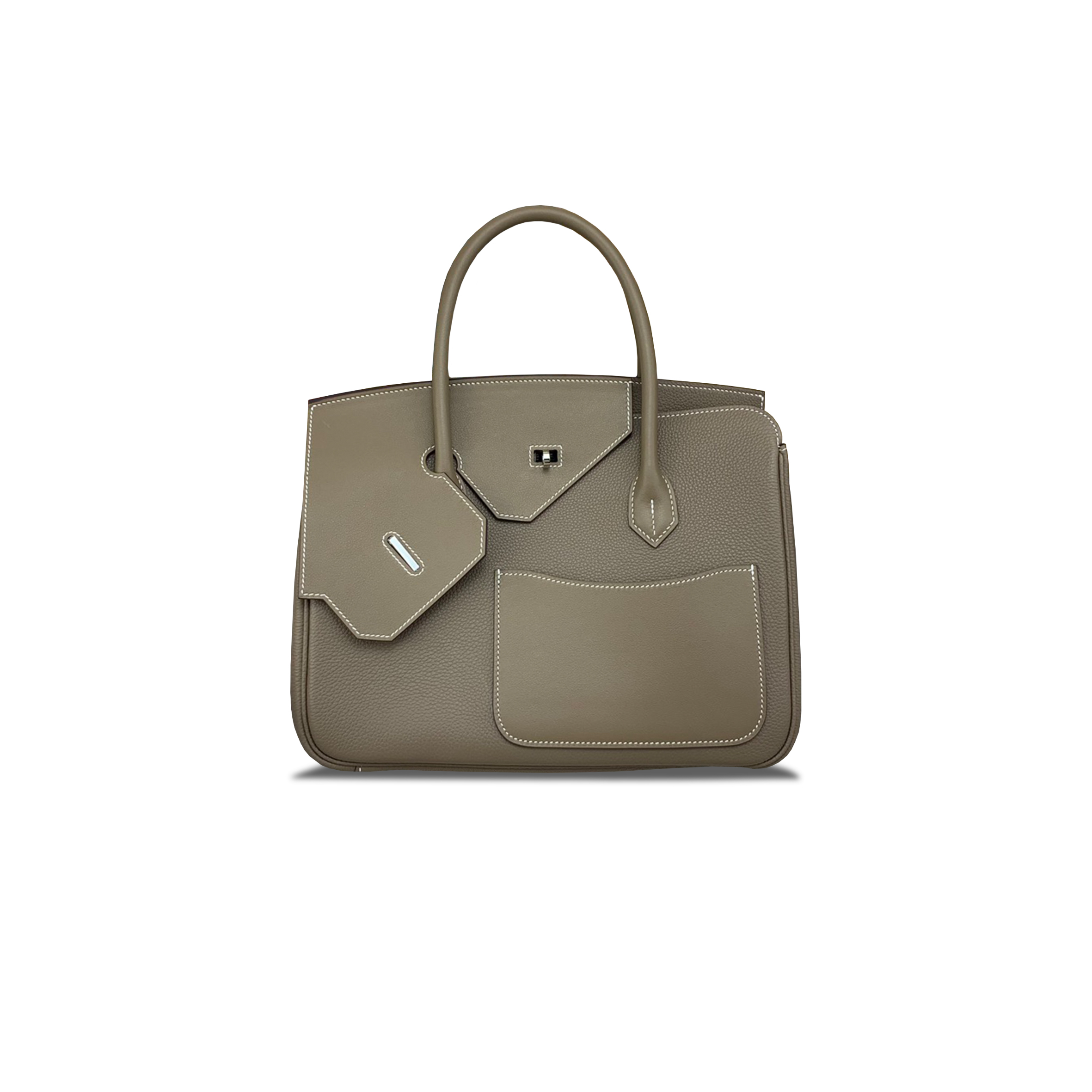 H**mes master birkin 30 togo and swift naturelle leather elephant gray silver buckle h028539ck05 (30*22*16cm)